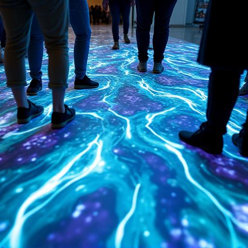 プロジェクションマッピングで彩られたインタラクティブな床